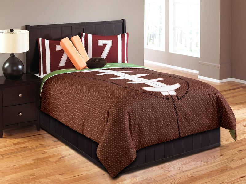 Riverbrook Home Juvenile Bedding Comforter Set, Twin, Field Goal - Brown/Green, 5-Piece Set - Image 1